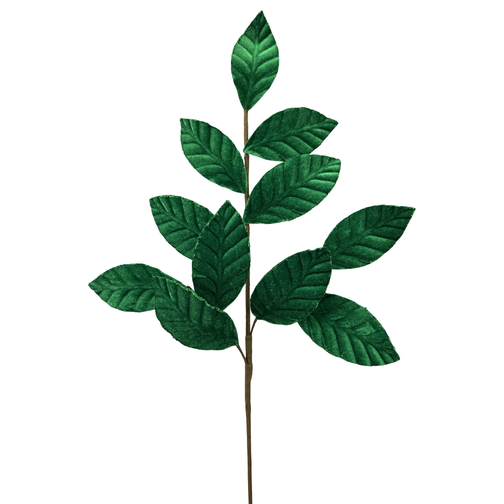 Velvet Magnolia Leaf Spray: Green, 25"
