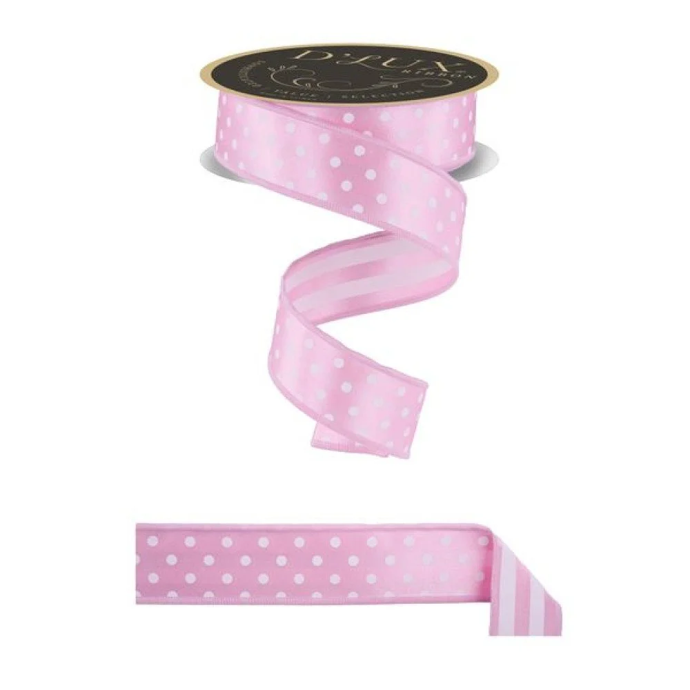 Polka Dot/Stripe/Fused: Pink/White, 1.5"