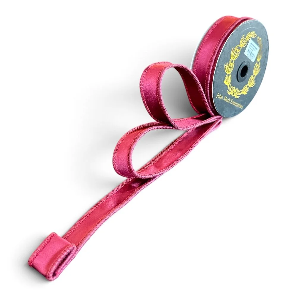 Satin Double Fused Ribbon: Burgundy, 1"