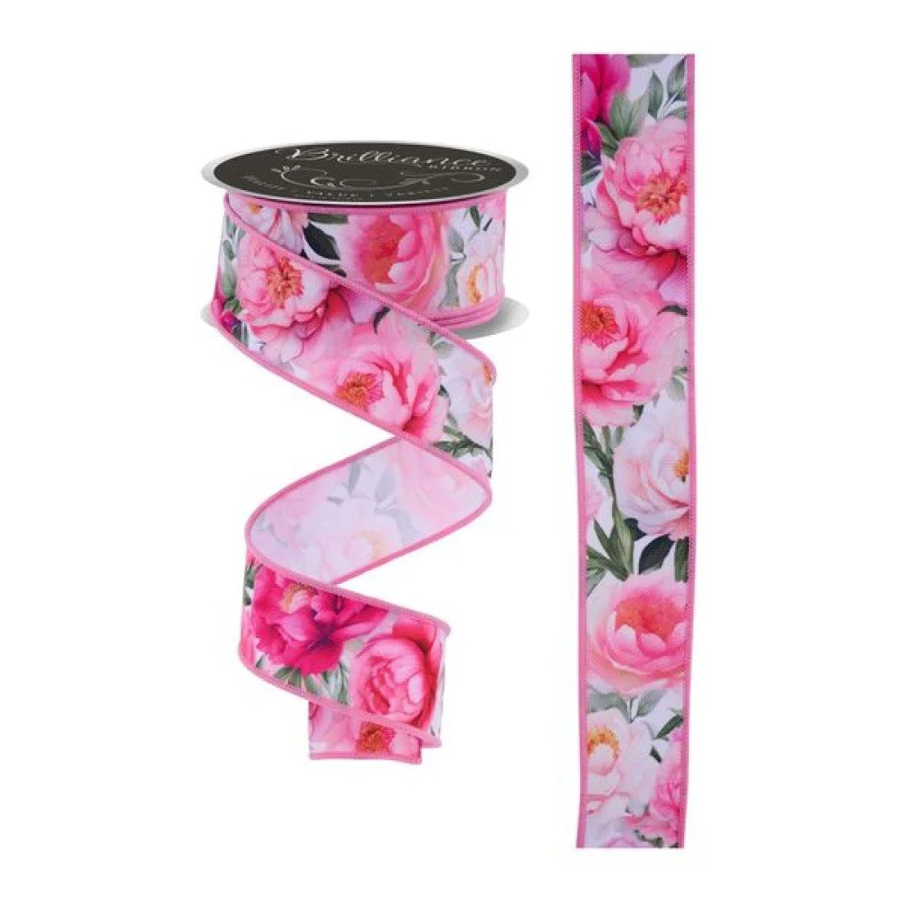 Peonies Ribbon, 1.5"
