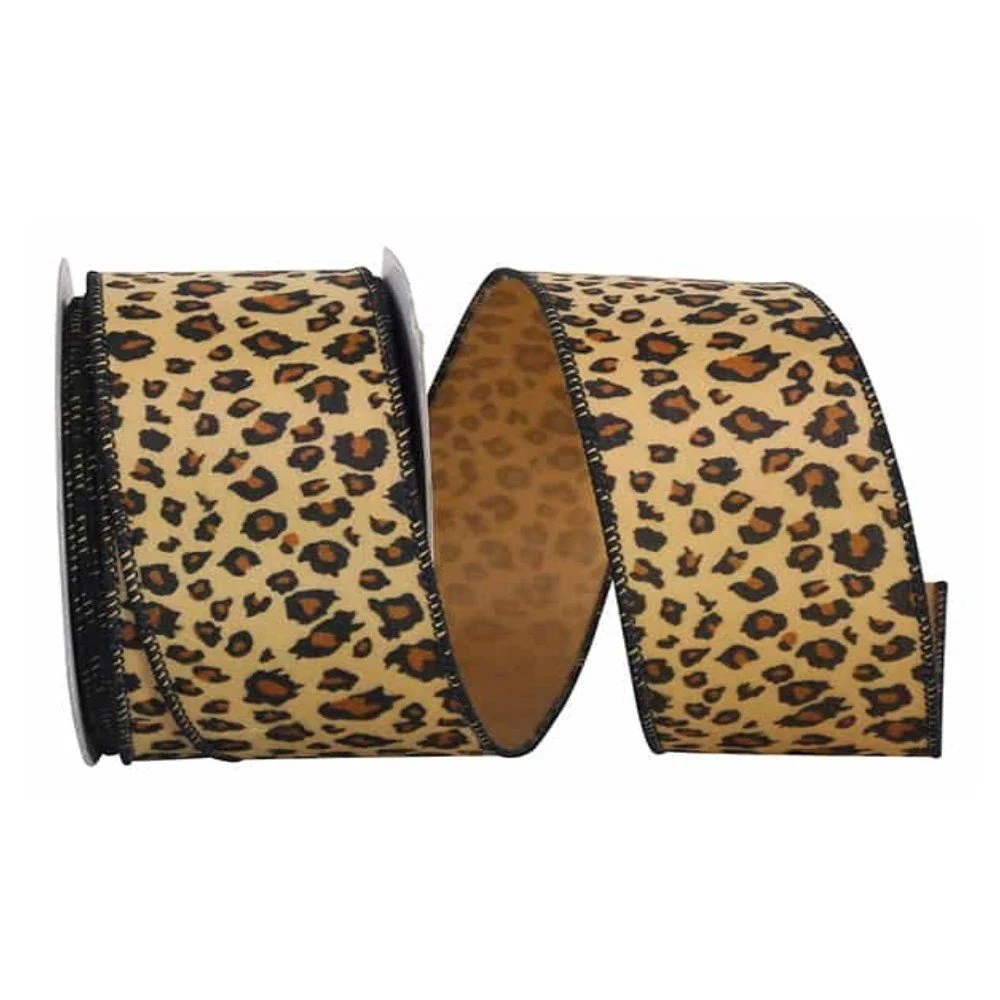 Cheetah Print Plush Furry Ribbon, 4"