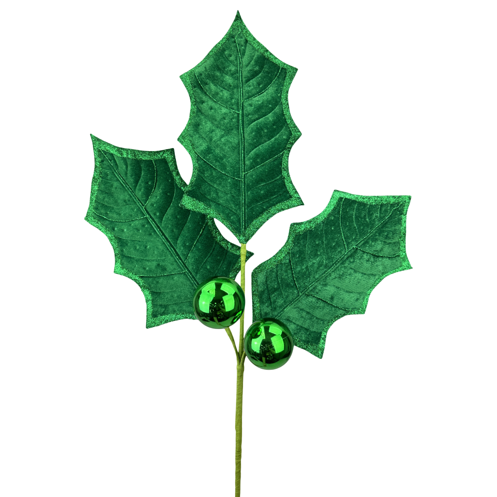 Holly Leaves Spray: Green, 39"