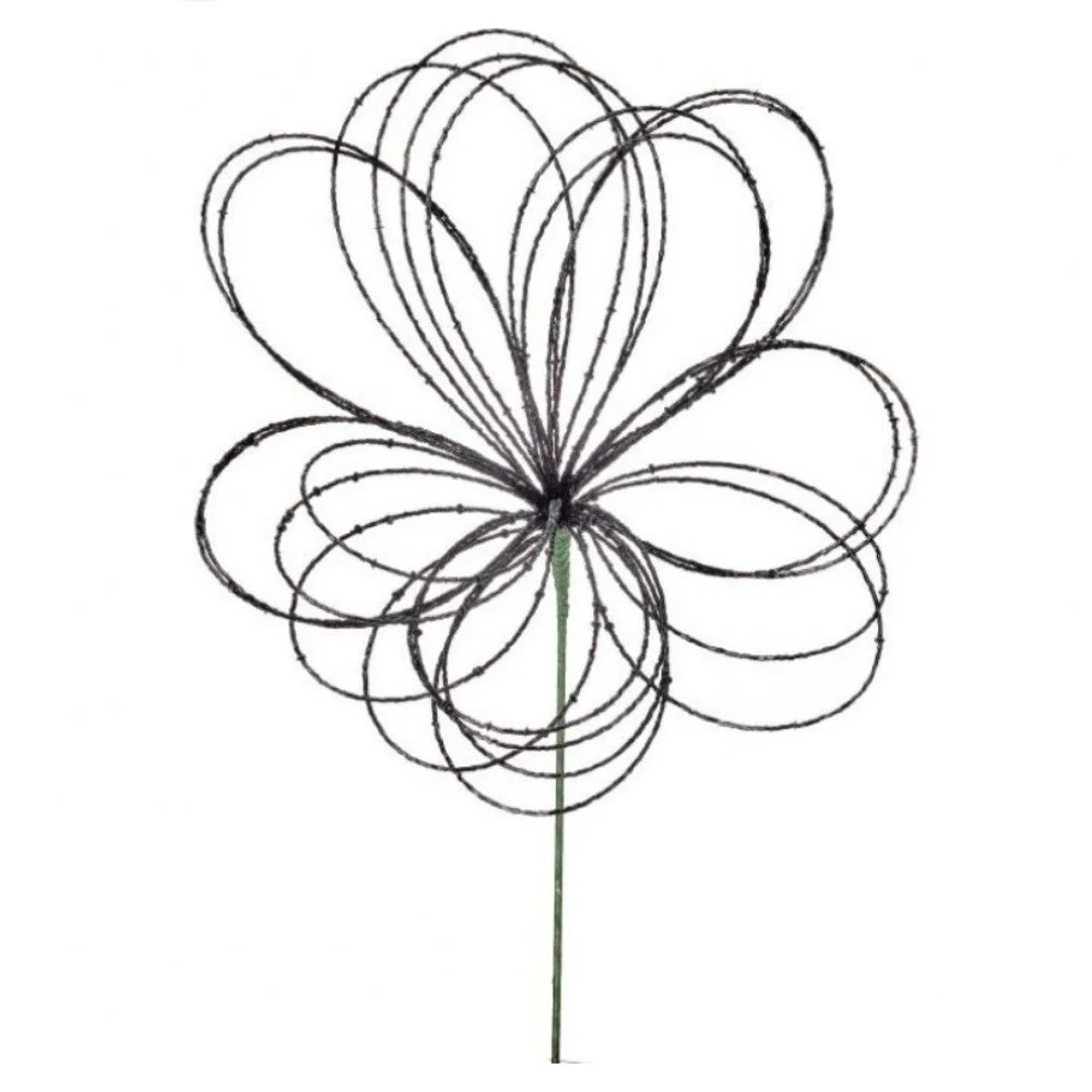 Beaded Flower Stem: Black, 23"