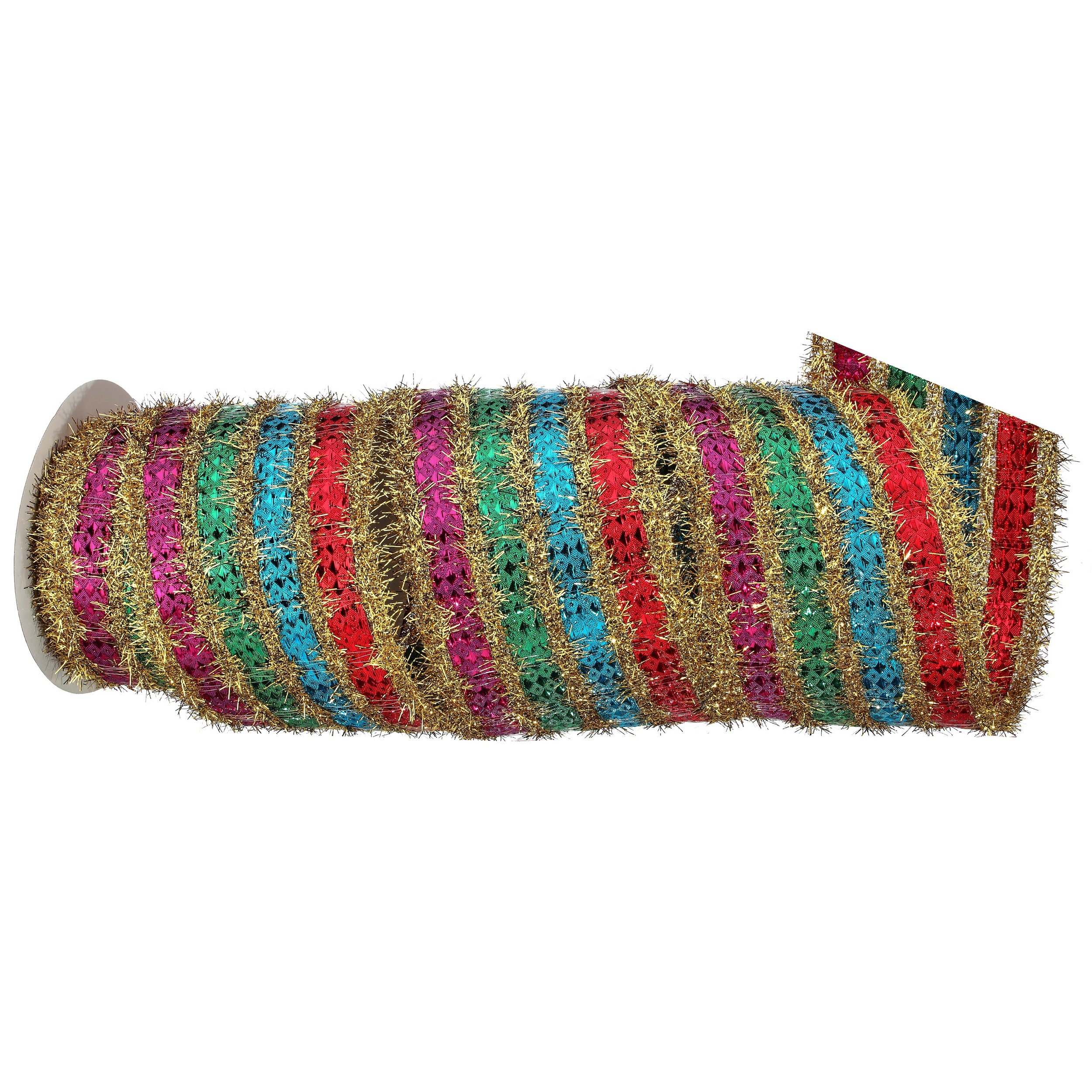 Metallic Royal Stripe Ribbon: Holiday Multi, 4.5"