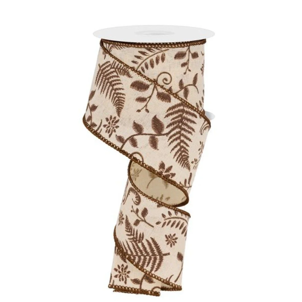 Embroidered Greenery: Brown, 1.5"