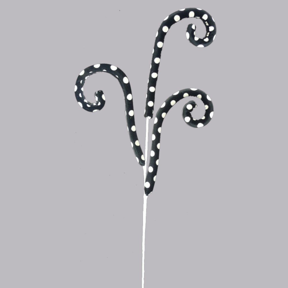 Polka Dot Curly Spray: Black/White, 29"