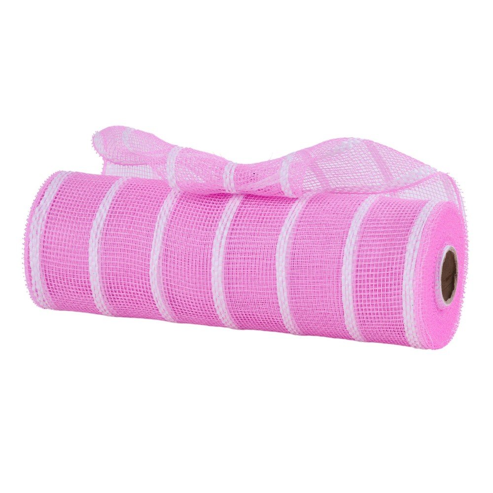 Pink/White Vertical Wide Stripe Mesh, 10"