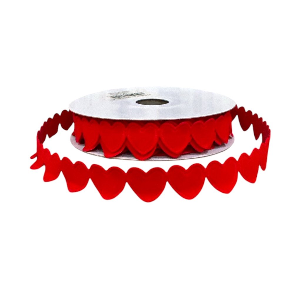 Velvet Cut-Out Hearts: Red, .5"