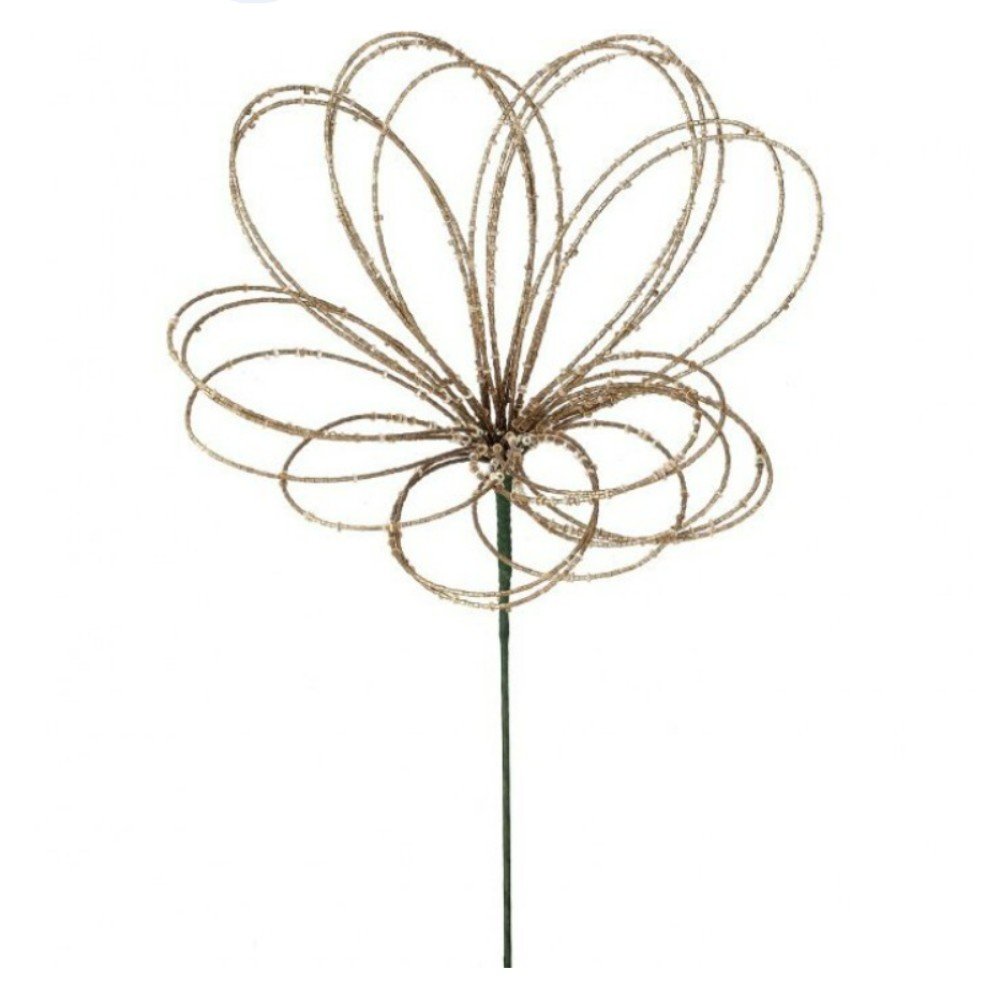 Beaded Flower Stem: Platinum, 23"