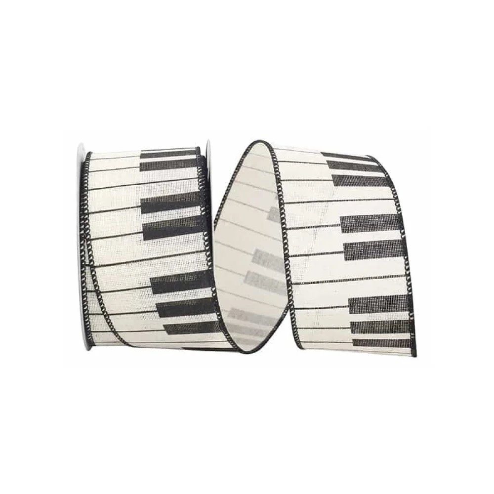 Piano Keys Linen, Black/White 2.5"