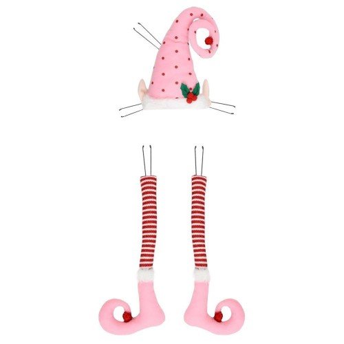 Polka Dot/Stripe Elf Decor Kit: Pink/Red, 30"