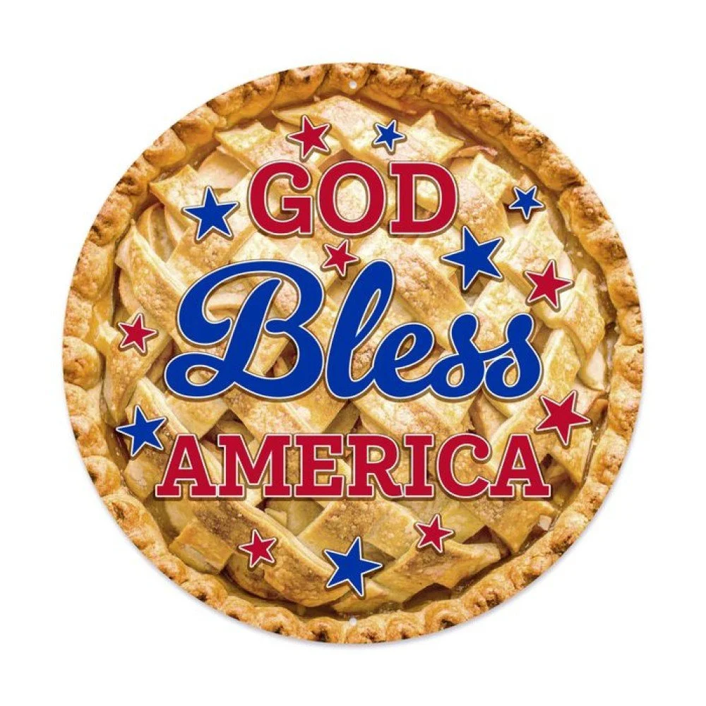 God Bless America Apple Pie Sign, 12" dia.