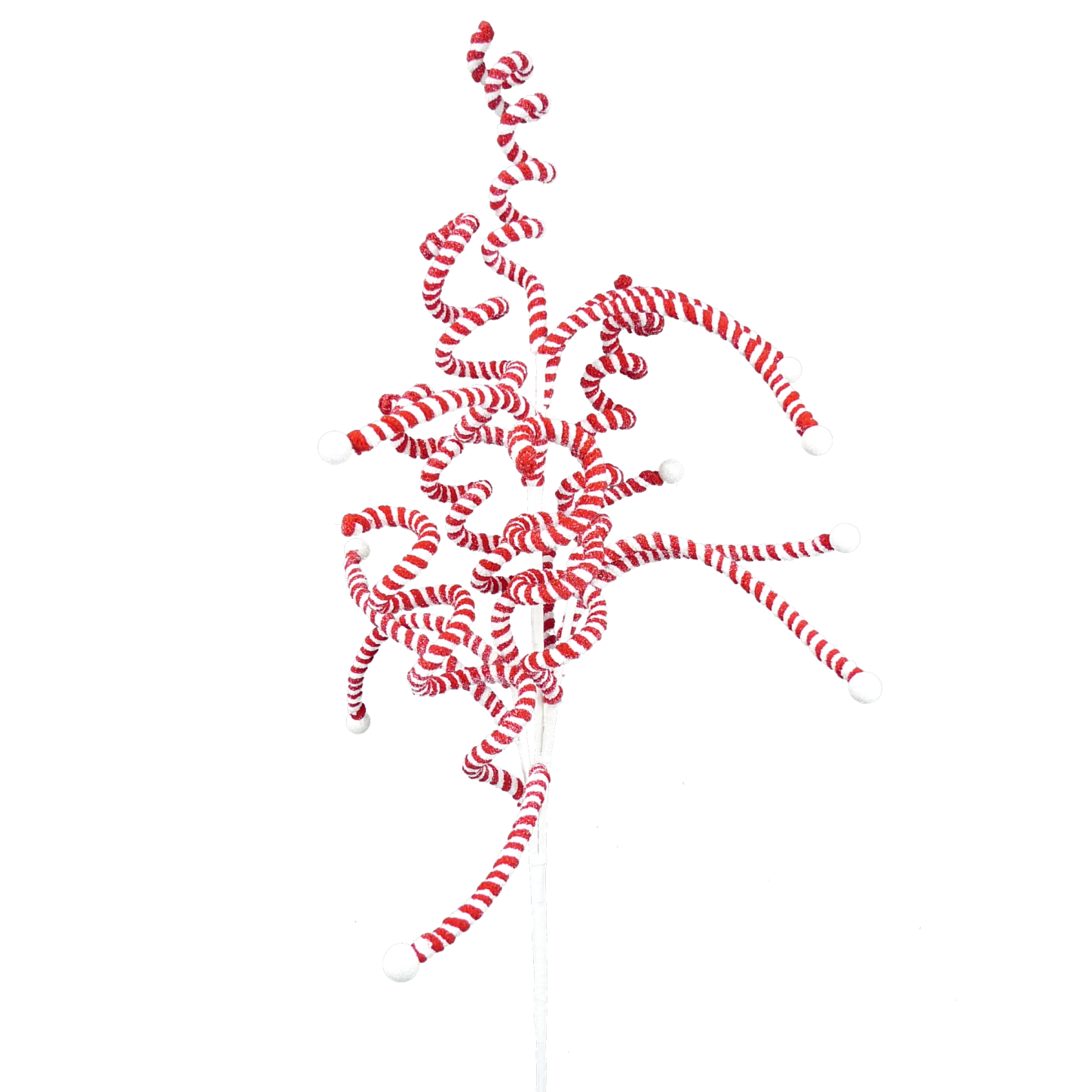 Peppermint Curly Spray: Red/ White, 32"