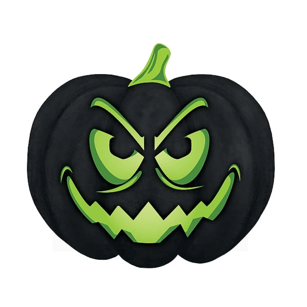 Embossed Jack O' Lantern Sign: Black/Lime, 12"