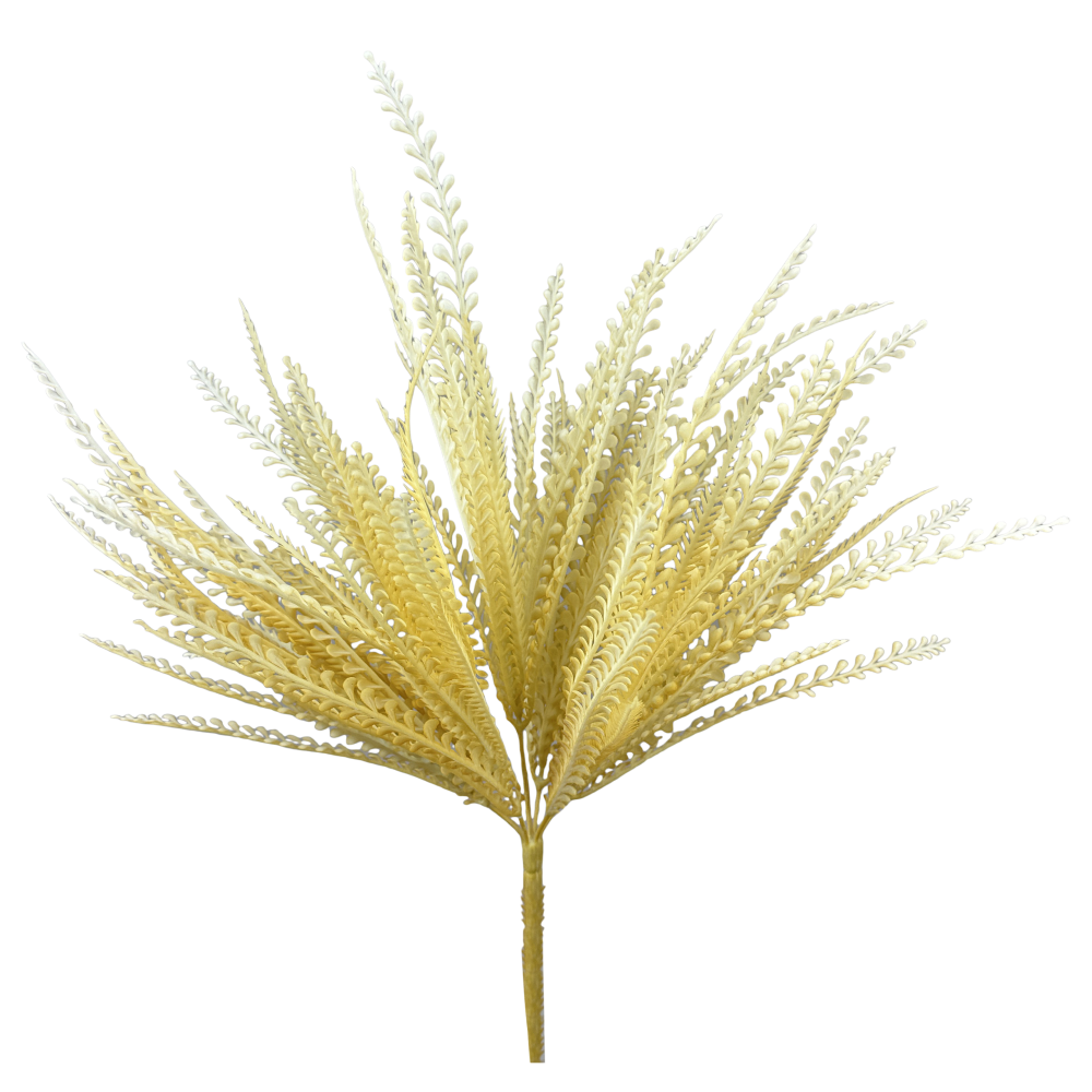Plastic Leaf Bush: Beige 18"