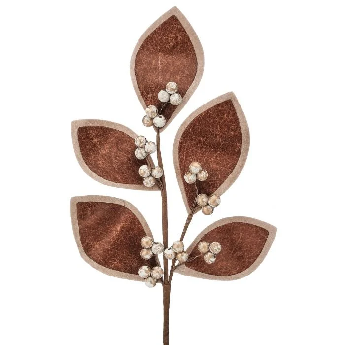 Faux Leather Leaf Spray: Brown, 24"