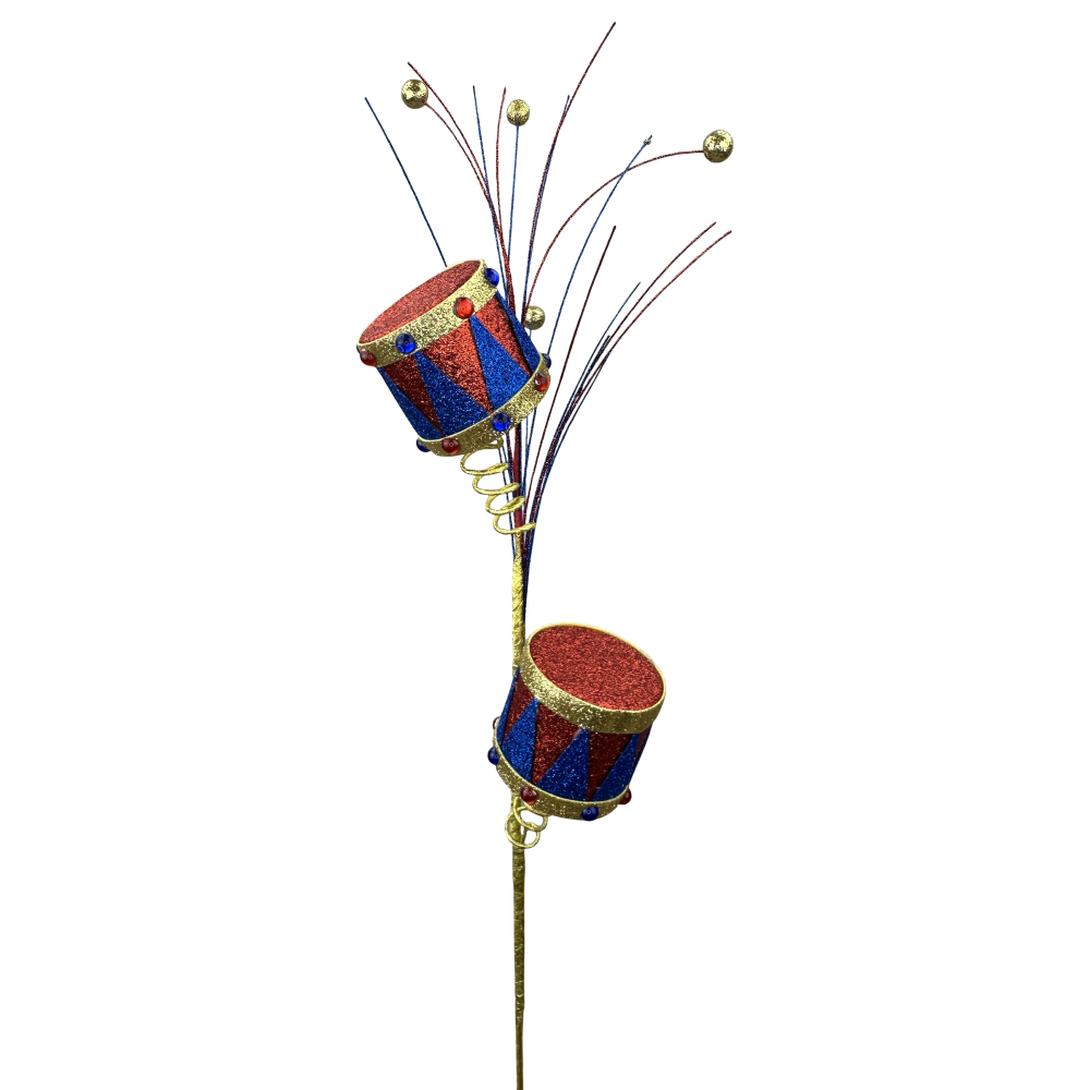 Glitter Drum Spray: Red/ Blue, 29"