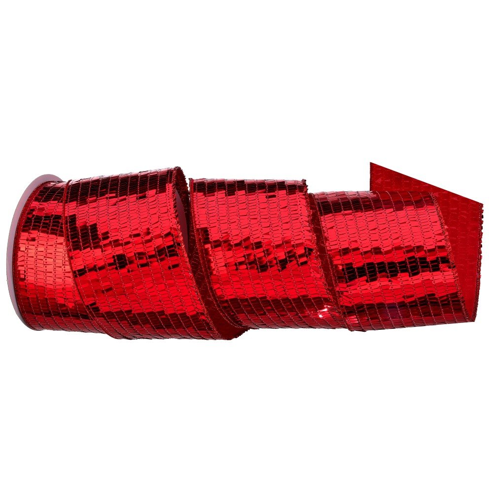 Mirror Sequin Ribbon: Red, 4"