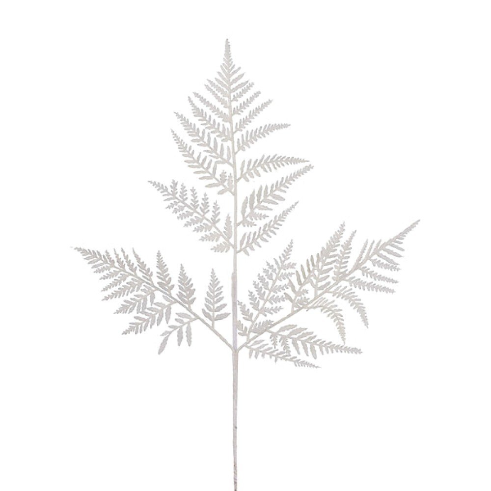 Glitter Fern Leaf Spray: White, 18.5"