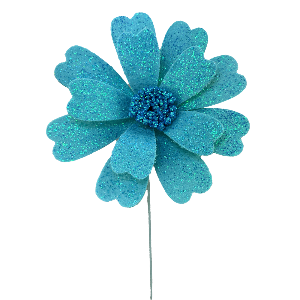 Glitter Daisy Pick: Blue, 20"