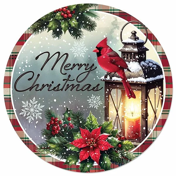Merry Christmas w/ Cardinal Sign, 12"