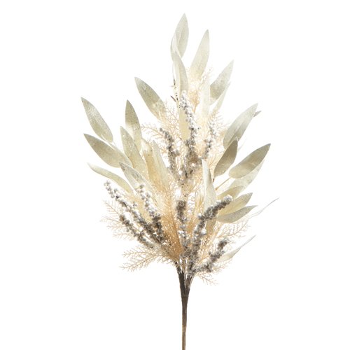 Cedar and Laurel Leaf w/ Berries Spray: Cream, 31"
