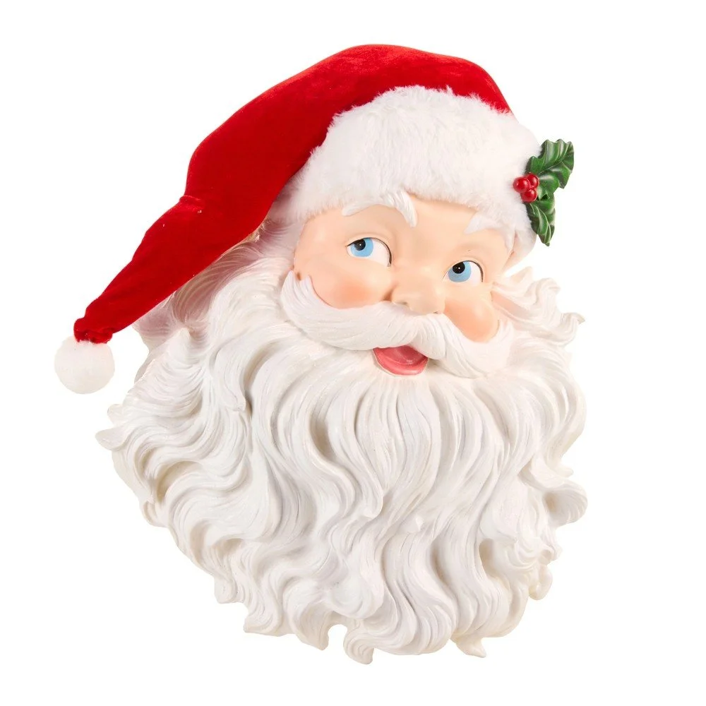 RAZ Jolly Santa Face Wall Art: Red, 18"
