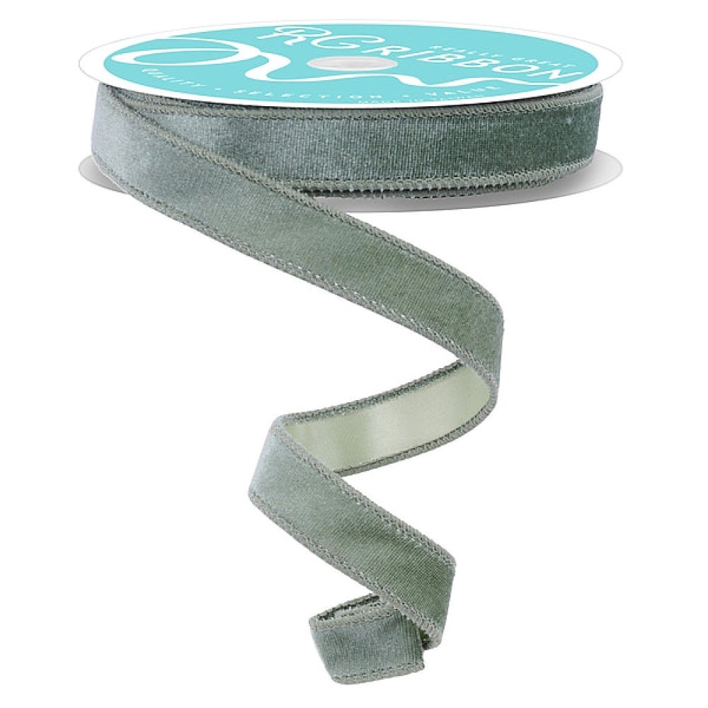 Deluxe Velvet Satin Backing: Sage Green, 7/8"
