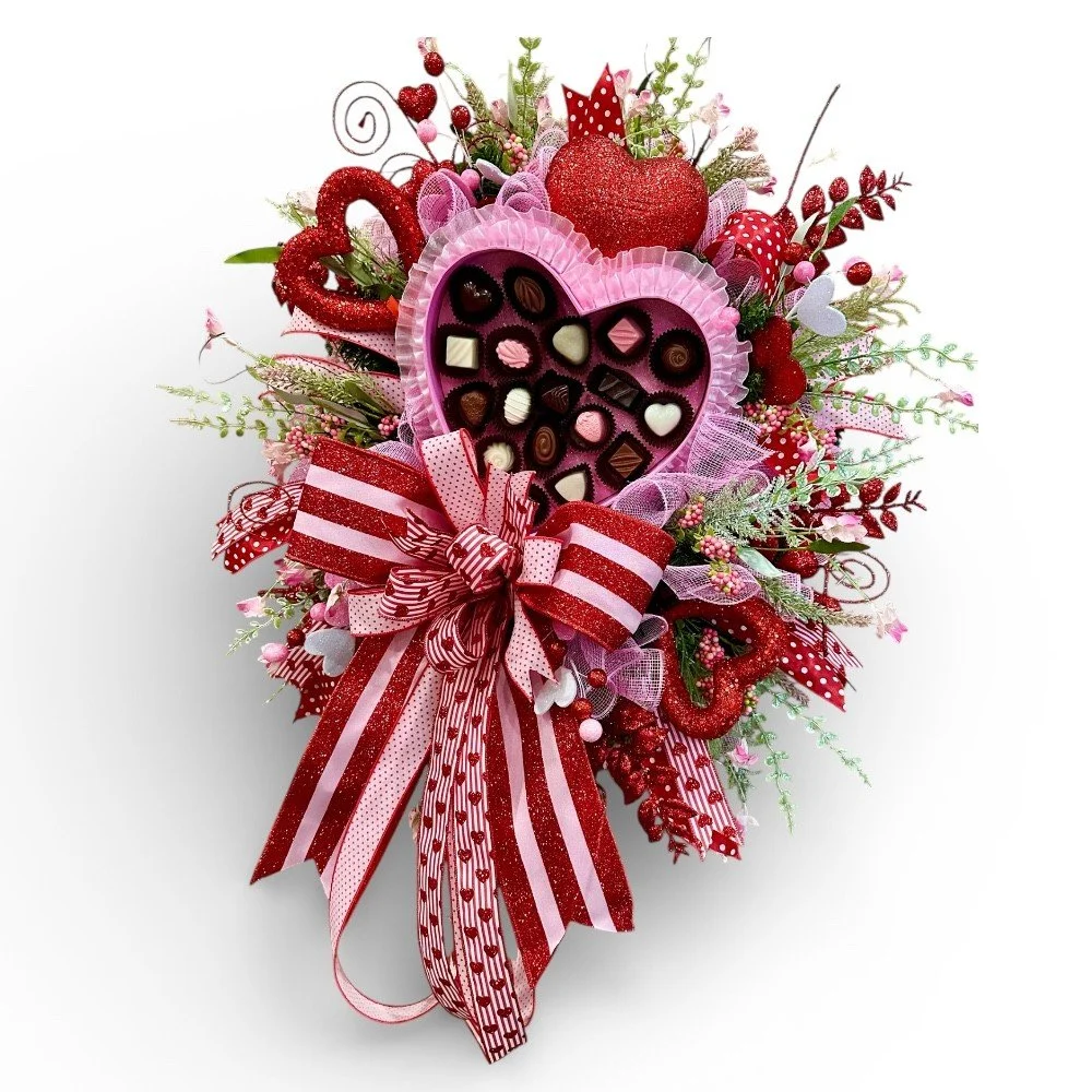 Candy Heart Box Wreath, 34"