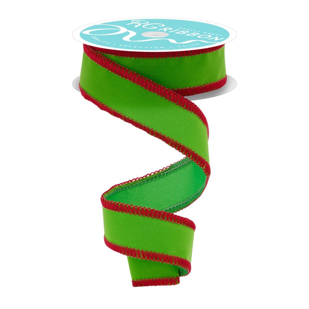 Velvet: Lime/Red, 1.5"