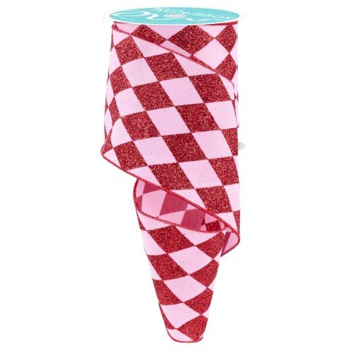 Harlequin Check: Pink/Red, 4"