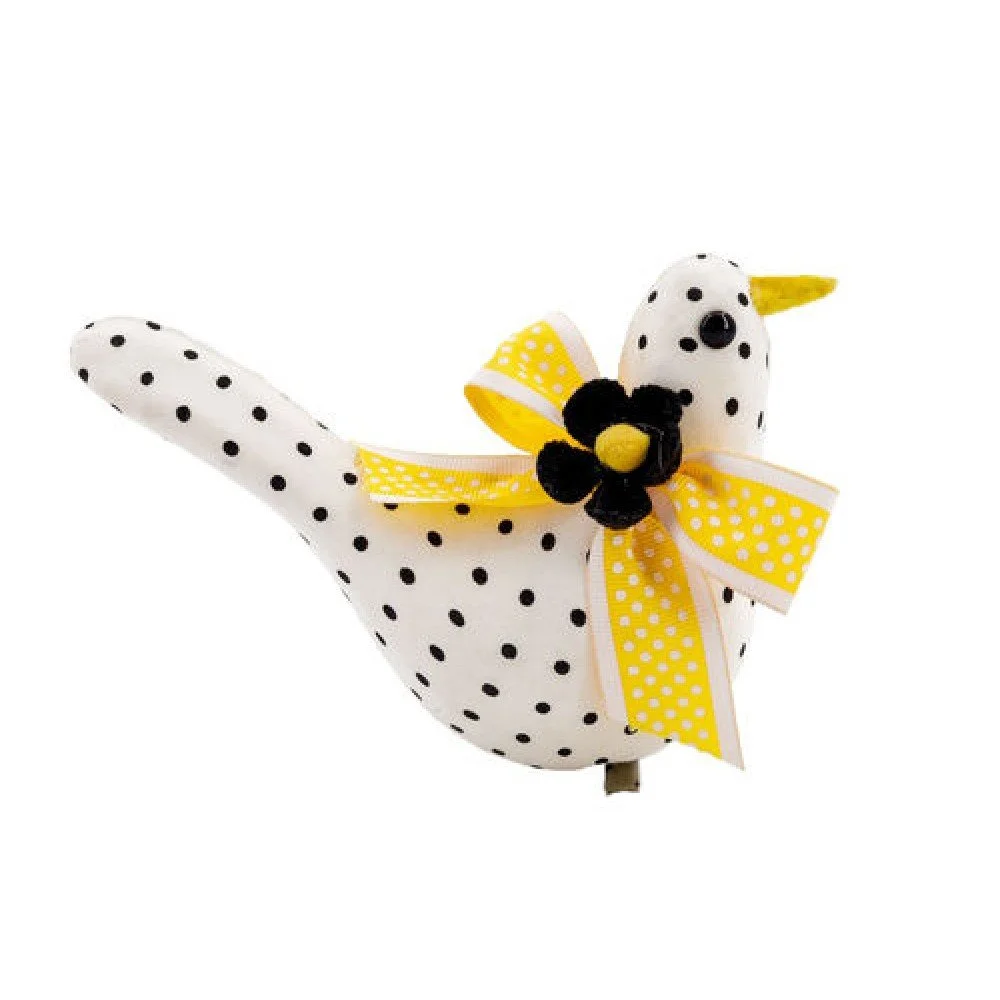 Polka Dot Bird Clip: Black/White, 6.5”