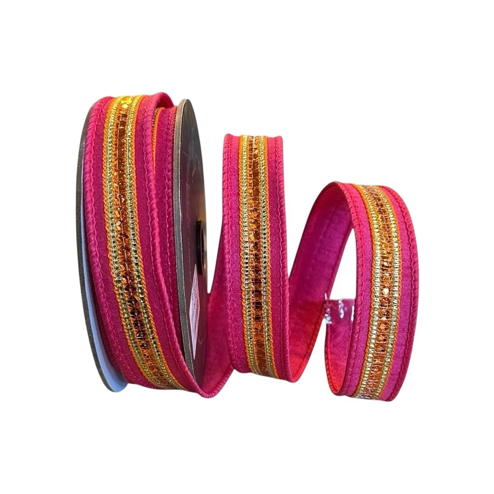 Twinkle Trim: Hot Pink/Orange, 1"