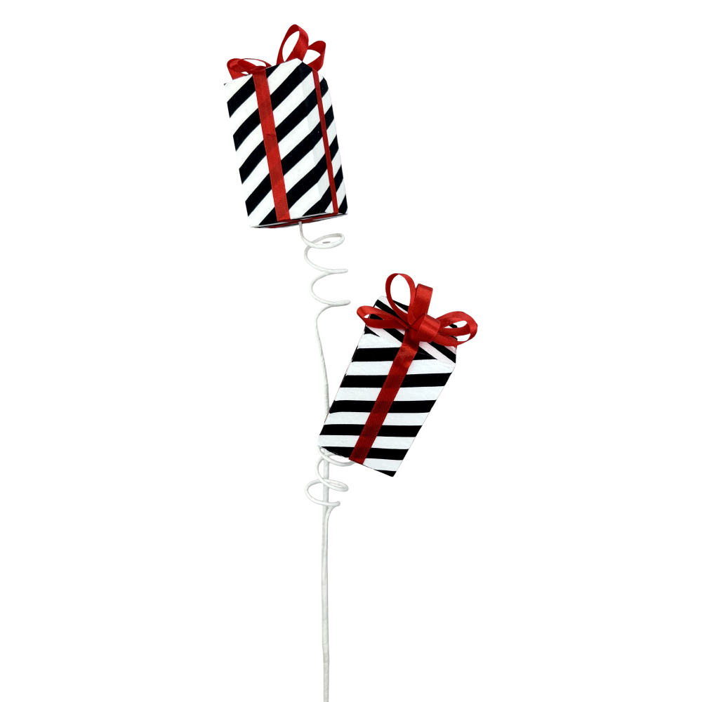 Stripe Gift Box Spray: Black/White, 28"