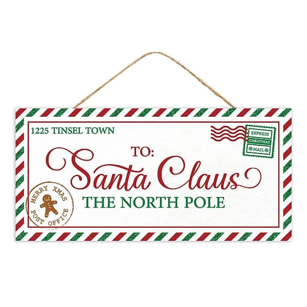 Glitter Letter to Santa Sign, 12.5"