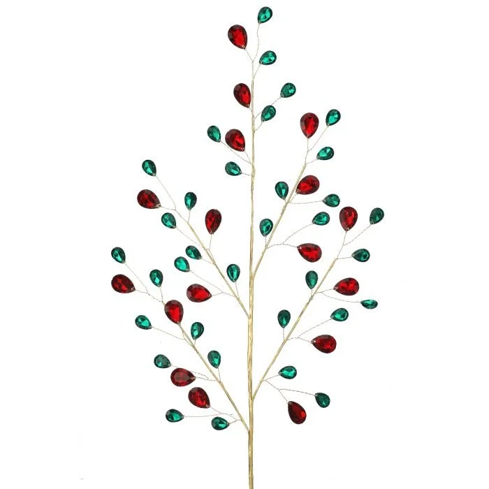 Metal Jewel Spray: Red/Green, 24"