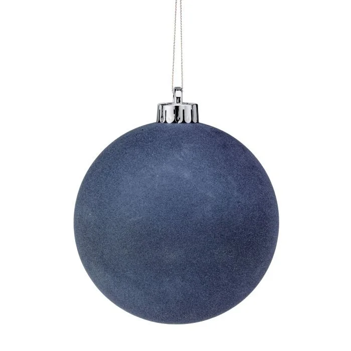 Flocked Ball Ornament Set: Slate Blue, 120mm