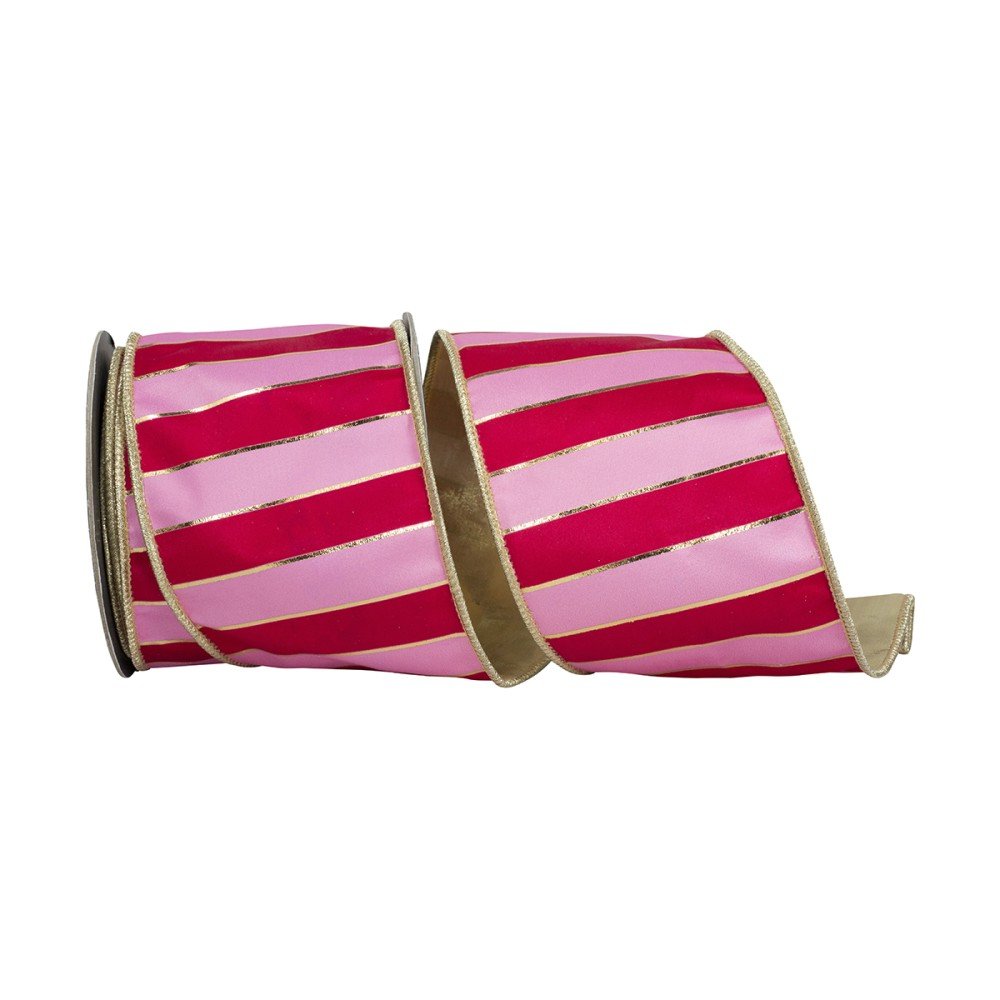 Striped Regal Bars Ribbon: Pink/Fuchsia, 4"