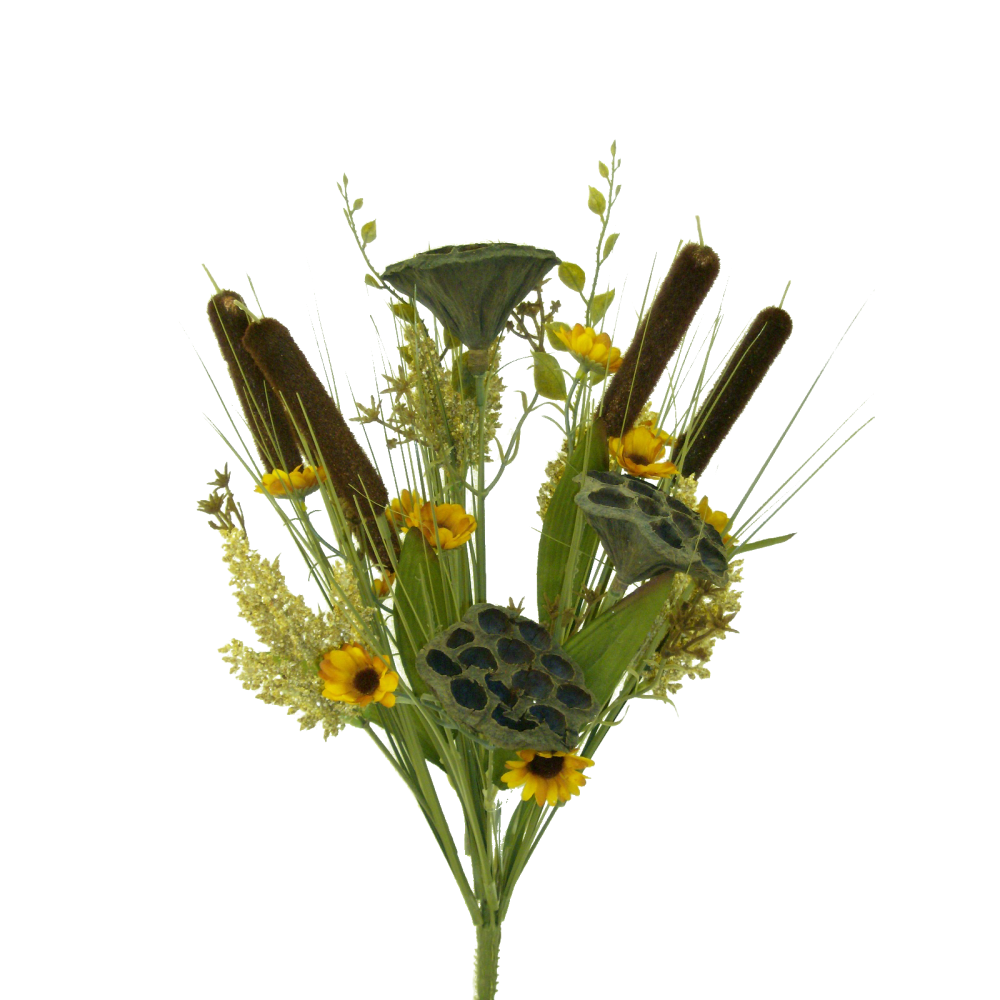 Lotus Pod Cattail Filler Bush, 18"