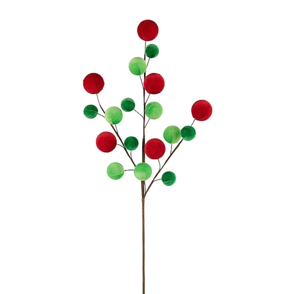Velvet Ball Spray: Red/Emerald/Lime, 29"