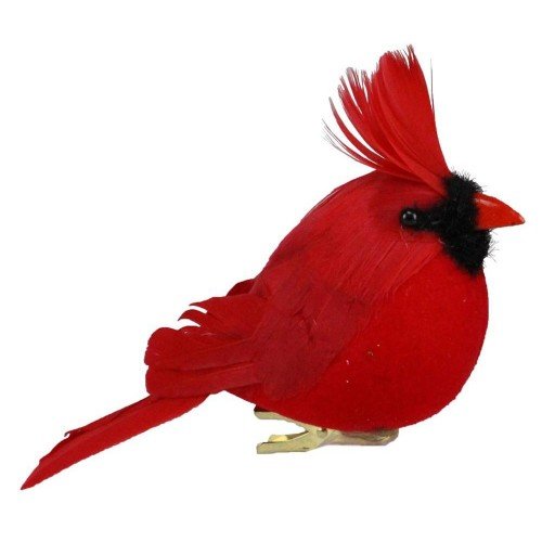 Feather Cardinal w/ Clip, 5.5"