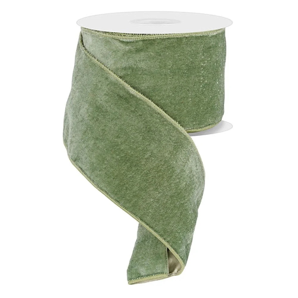 Deluxe Velvet Satin Backing: Sage Green, 4"