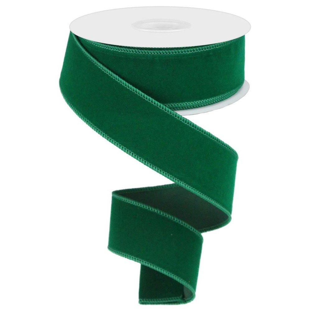 Indoor Velvet Ribbon: Emerald, 1.5"