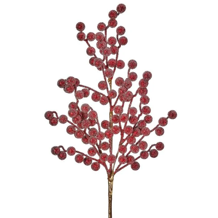 Metallic Glitter Berry Spray: Burgundy, 29"