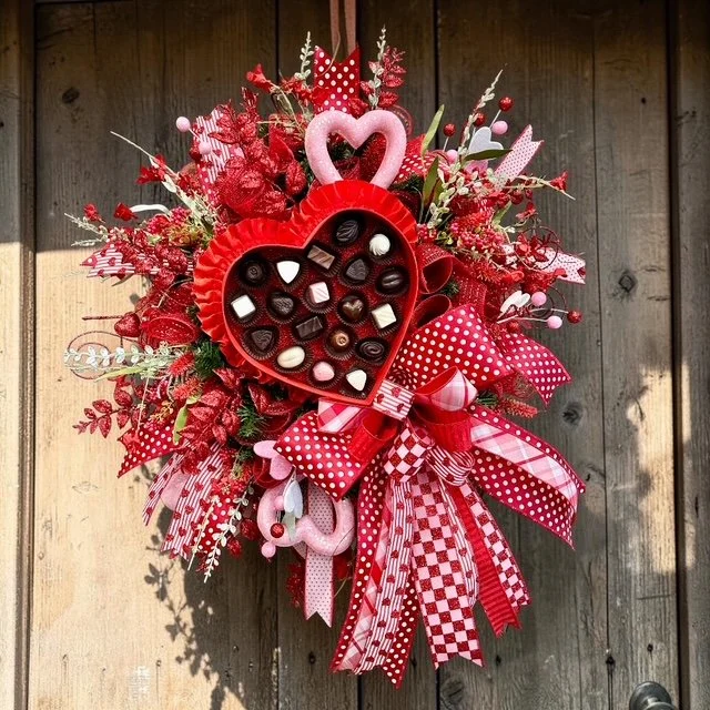 Candy Heart Box Wreath, 34"