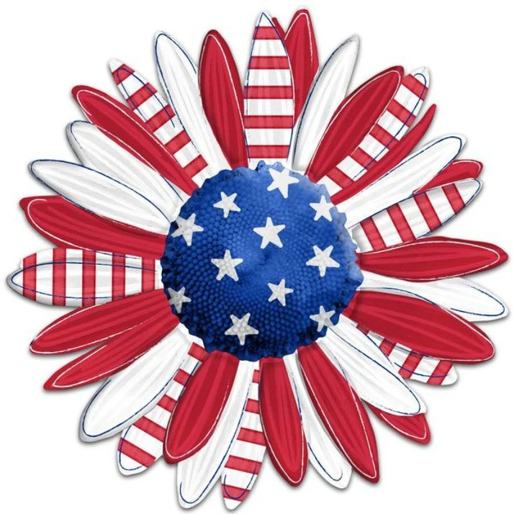 Patriotic Flower Metal Sign, 12" dia.