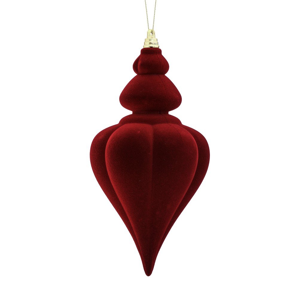 Flocked Finial Ornament: Burgundy, 9"