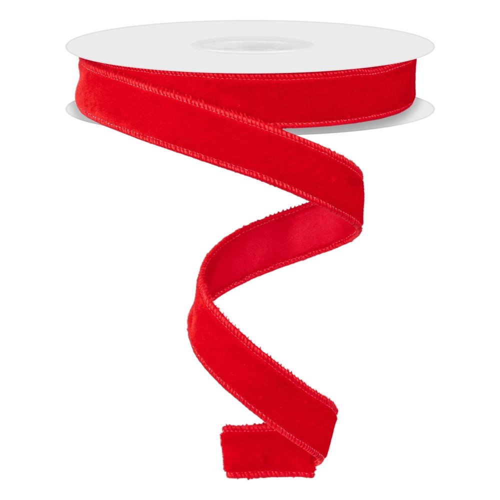 Deluxe Velvet/Satin Backing: Red, 7/8"