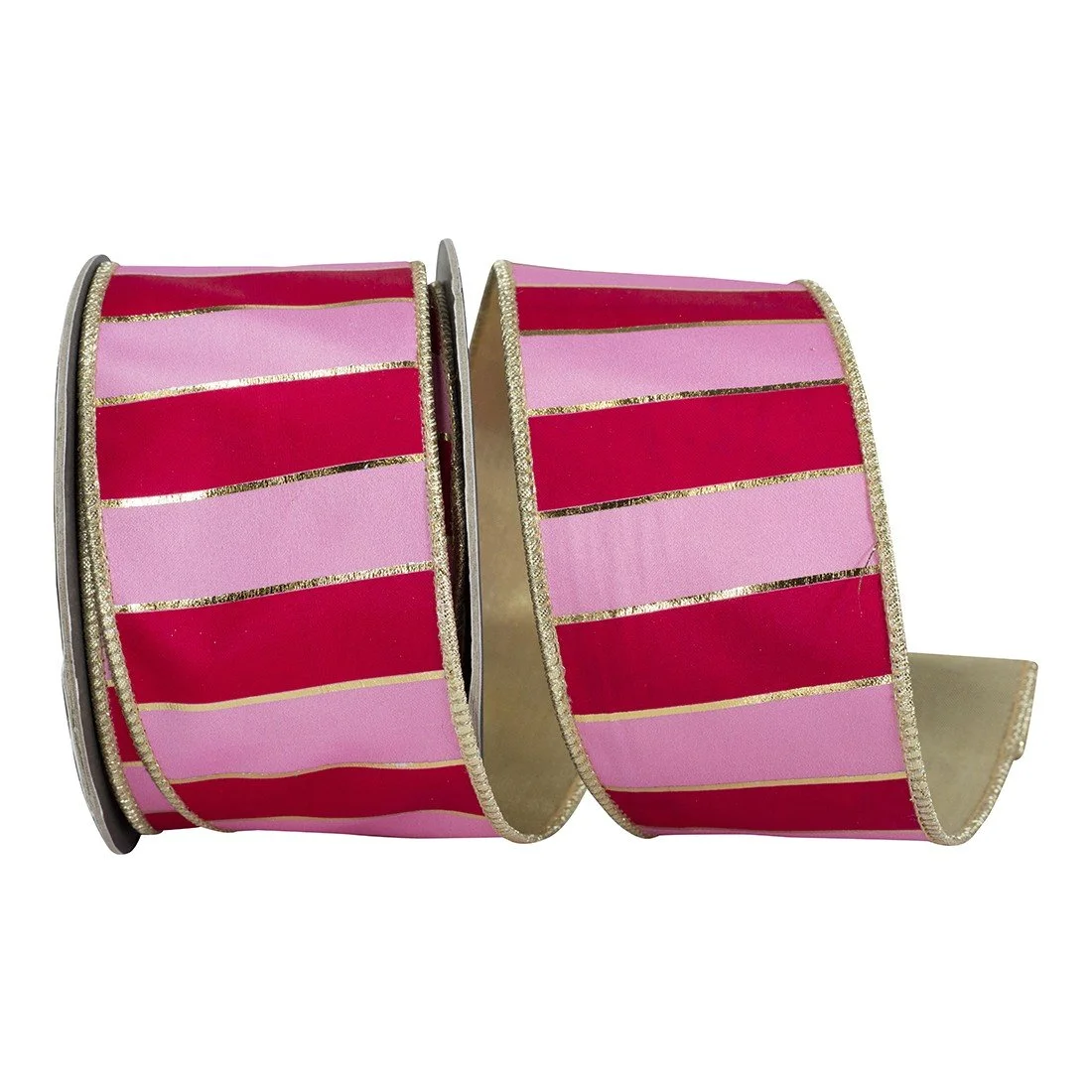 Striped Regal Bars Ribbon: Pink/Fuchsia, 2.5"