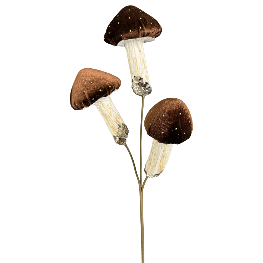 Velvet Mushroom Pick: Brown, 18"